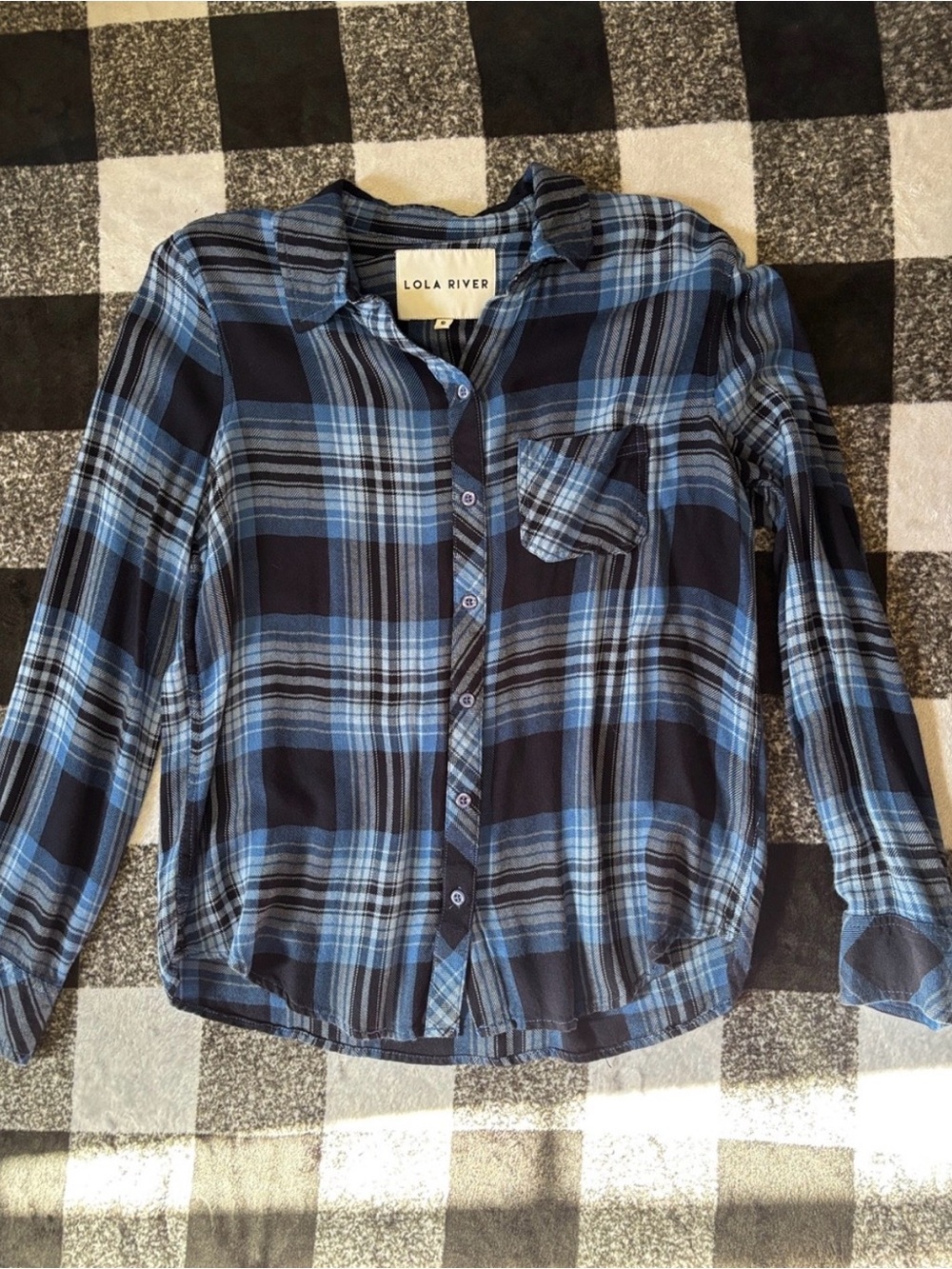 Lola River Blue Plaid Button-Up Shirt